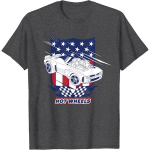 image:imageHot Wheels  Patriotic American Flag 4th of July TShirtDark Heather Grey