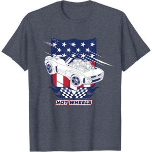 image:imageHot Wheels  Patriotic American Flag 4th of July TShirtHeather Blue