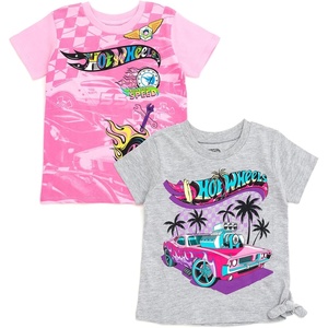 image:imageHot Wheels Girls 2Pack Racing TShirts Toddler to Big KidPink  Gray  Built for Speed