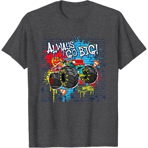 image:imageHot Wheels Monster Trucks  Always Go Big Spray Paint Wall TShirtDark Heather Grey