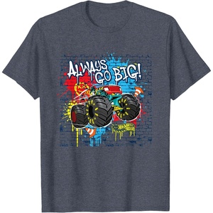 image:imageHot Wheels Monster Trucks  Always Go Big Spray Paint Wall TShirtHeather Blue