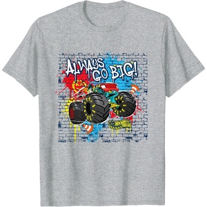image:imageHot Wheels Monster Trucks  Always Go Big Spray Paint Wall TShirtHeather Grey
