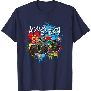 image:imageHot Wheels Monster Trucks  Always Go Big Spray Paint Wall TShirtNavy Blue