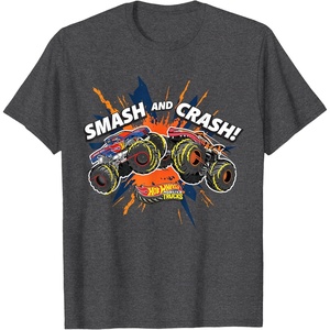 image:imageHot Wheels Monster Trucks  Smash and Crash TShirtDark Heather Grey