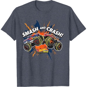 image:imageHot Wheels Monster Trucks  Smash and Crash TShirtHeather Blue