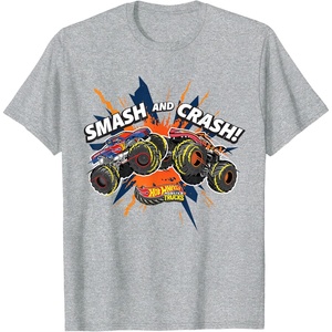 image:imageHot Wheels Monster Trucks  Smash and Crash TShirtHeather Grey