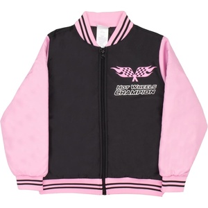 image:imageIsaac Morris Limited Hot Wheels Girls Bomber Jacket with Race Car Graphic Design Zip Up Varsity Jacket for Big Kids and TeensBlack and Pink