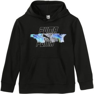 image:imagePUMA Boys Logo Pullover Hoodie Fleece Sweatshirt Large Front PocketCarbon Black