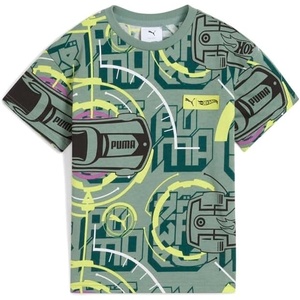 image:imagePUMA boys Short Sleeve Cotton Graphic Tshirt CrewneckGreen Moon  Hot Wheels