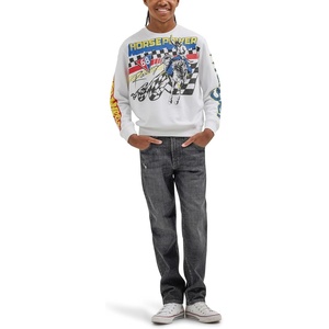 image:imageWrangler Boys X Hot Wheels Youth Crewneck rodeo PulloverWhite