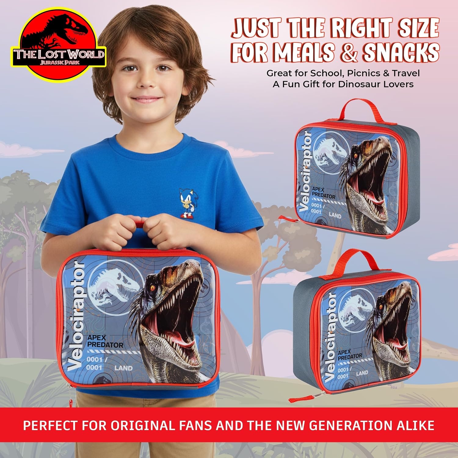 image:imageHot Wheels Speed Club Insulated Lunch Box Full Zip Around Lunch Tote Bag for Hot and Cold Food Racing Design MulticoloredJurasic World