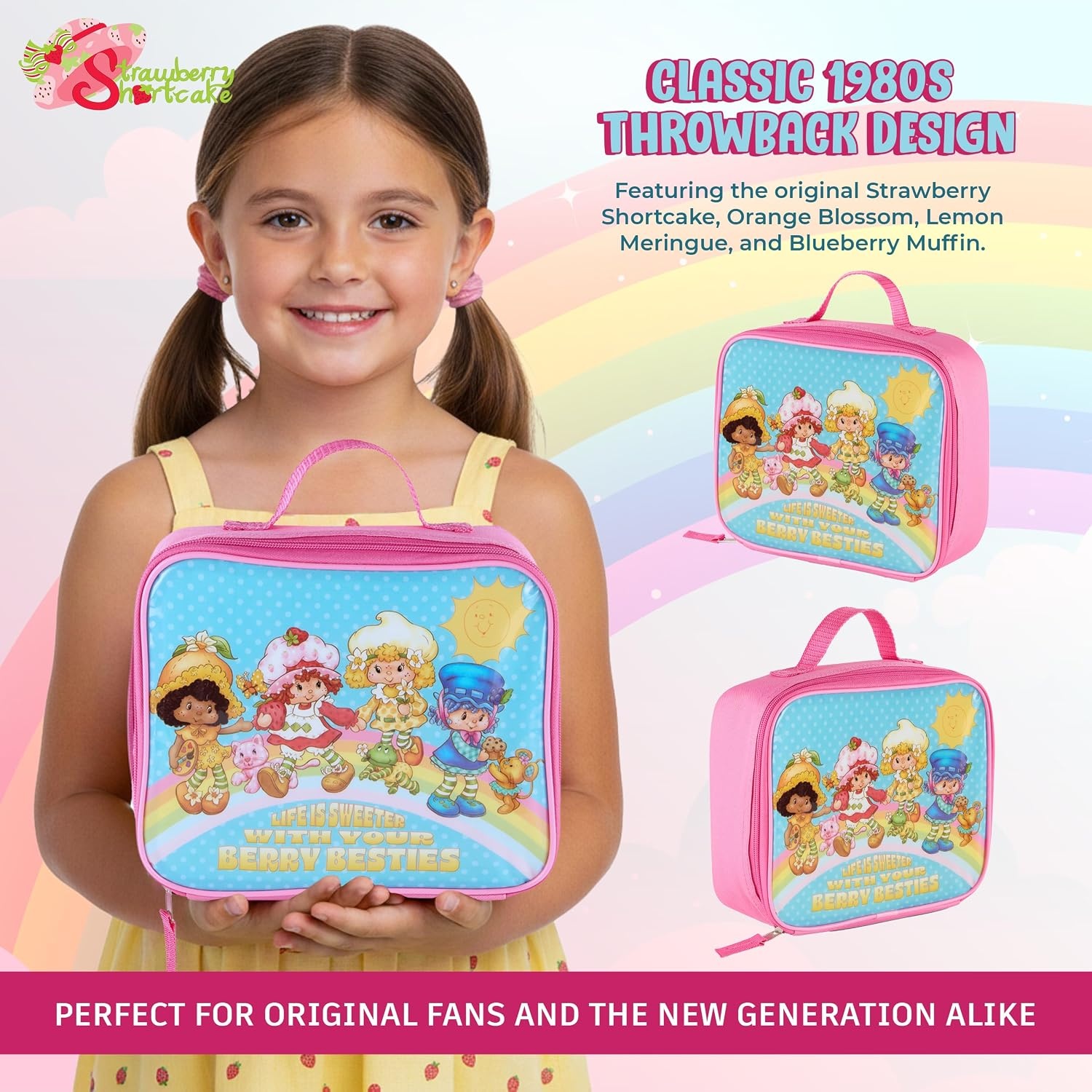 image:imageHot Wheels Speed Club Insulated Lunch Box Full Zip Around Lunch Tote Bag for Hot and Cold Food Racing Design MulticoloredStrawberry Shortcake