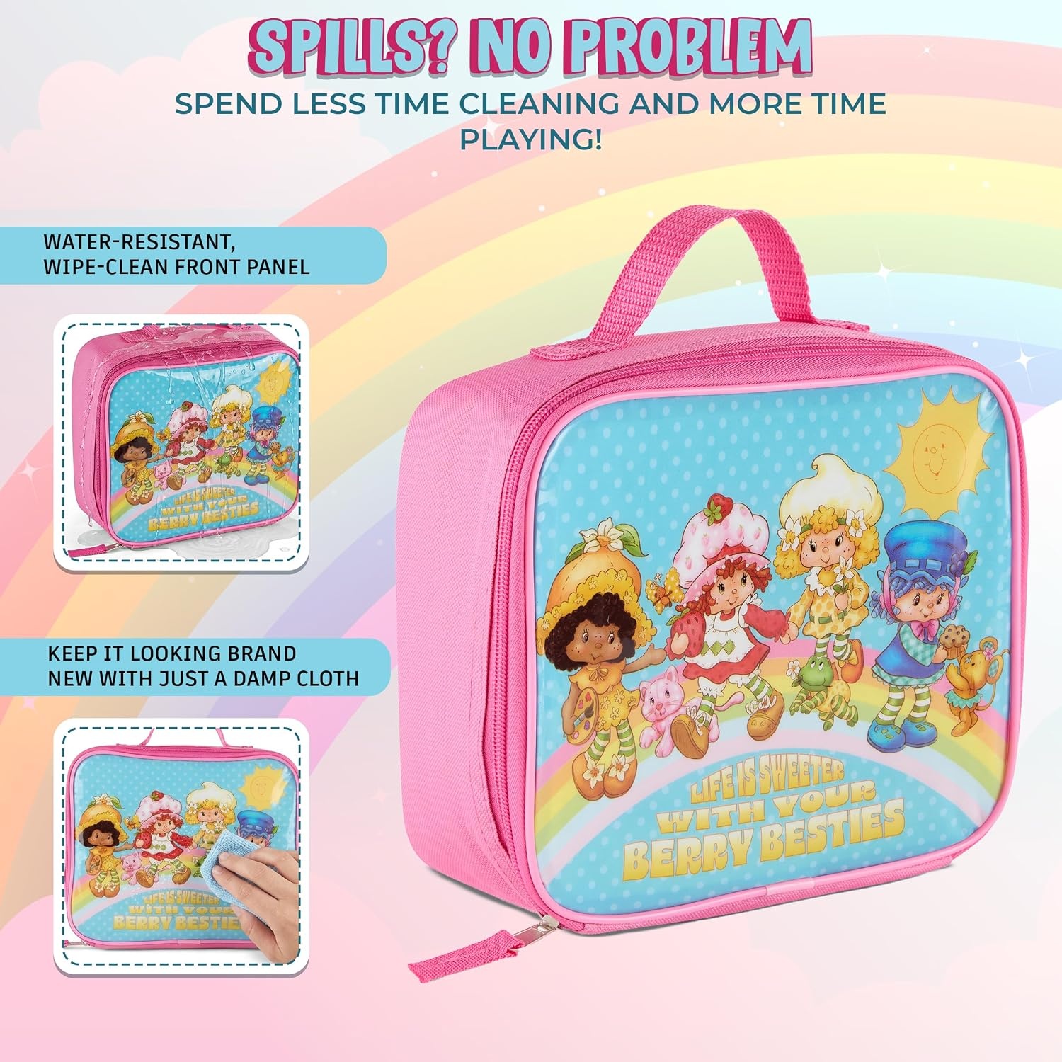 image:imageHot Wheels Speed Club Insulated Lunch Box Full Zip Around Lunch Tote Bag for Hot and Cold Food Racing Design MulticoloredStrawberry Shortcake