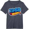image:imageHot Wheels UnisexAdults Kids Classic Vintage TShirt Black Short Sleeve Crew Neck TShirt Letter PrintHeather Blue
