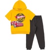 image:imageHot Wheels Hooded TShirt and Fleece Jogger Pants Outfit Set Toddler to Big Kid Sizes 2T  1012Golden Yellow  Gray