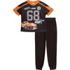 image:imageHot Wheels Mesh Vneck TShirt and French Terry Jogger Pants Outfit Set Toddler to Little Kid Sizes 2T  78Dark Gray  Orange