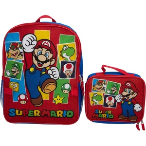 image:imageAI ACCESSORY INNOVATIONS Hot Wheels Burning Rubber 5 Piece Backpack Set for Boys Featuring Turbo Charged Race Cars Kids School Bag BlueSuper Mario Bros