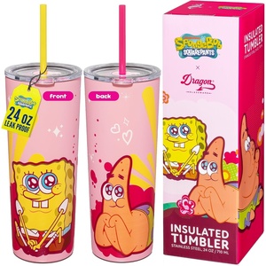 image:imageDragon Glassware x Hot Wheels Tumbler with Straw 24 oz  Race TeamSpongeBob  Pink