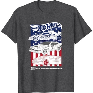 image:imageHot Wheels  All American Muscle 4th of July TShirtDark Heather Grey