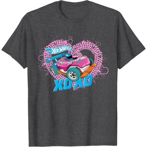 image:imageHot Wheels  XOXO Pink Heart TShirtDark Heather Grey
