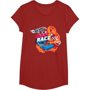 image:imageHot Wheels  You Make My Heart Race Orange Heart Loop TShirtCranberry Red