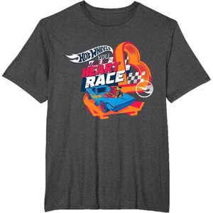 image:imageHot Wheels  You Make My Heart Race Orange Heart Loop TShirtDark Heather Grey