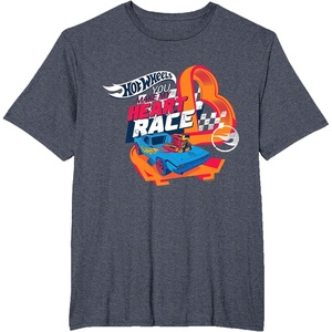image:imageHot Wheels  You Make My Heart Race Orange Heart Loop TShirtHeather Blue