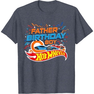 image:imageHot Wheels Birthday Confetti Father of Birthday Boy TShirtHeather Blue