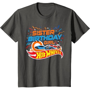 image:imageHot Wheels Birthday Confetti Sister of Birthday Girl TShirtAsphalt Grey