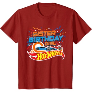 image:imageHot Wheels Birthday Confetti Sister of Birthday Girl TShirtCranberry Red