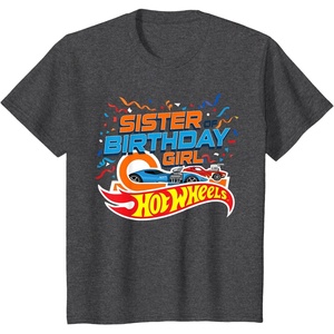 image:imageHot Wheels Birthday Confetti Sister of Birthday Girl TShirtDark Heather Grey