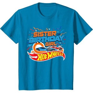 image:imageHot Wheels Birthday Confetti Sister of Birthday Girl TShirtSapphire Blue