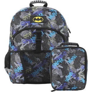 image:imageHot Wheels Cars amp Titles AllOver Print 16 Backpack amp Lunch Kit SetBatman Black