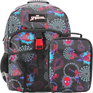 image:imageHot Wheels Cars amp Titles AllOver Print 16 Backpack amp Lunch Kit SetSpiderMan Superhero  Webs
