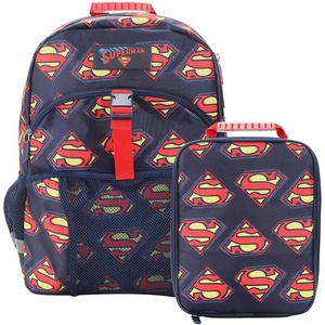 image:imageHot Wheels Cars amp Titles AllOver Print 16 Backpack amp Lunch Kit SetSuperman Logo AOP Navy