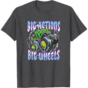 image:imageHot Wheels Monster Trucks  Big Actions Lightning Bolts TShirtDark Heather Grey