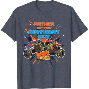 image:imageHot Wheels Monster Trucks  Father of Birthday Boy TShirtHeather Blue