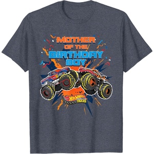 image:imageHot Wheels Monster Trucks  Mother of Birthday Boy TShirtHeather Blue