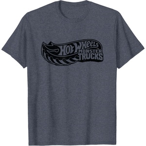 image:imageHot Wheels Monster Trucks Black Logo TShirtHeather Blue
