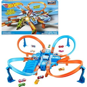 image:imageHot Wheels Track Set with 164 Scale Toy Car 4 Intersections for Crashing Powered by a Motorized Booster CrissCross Crash Track Amazon ExclusiveCriss Cross Crash