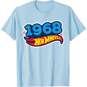 image:imageHot Wheels UnisexAdults Kids Classic Vintage TShirt Black Short Sleeve Crew Neck TShirt Letter PrintBaby Blue