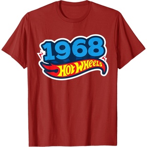 image:imageHot Wheels UnisexAdults Kids Classic Vintage TShirt Black Short Sleeve Crew Neck TShirt Letter PrintCranberry Red