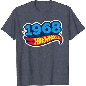 image:imageHot Wheels UnisexAdults Kids Classic Vintage TShirt Black Short Sleeve Crew Neck TShirt Letter PrintHeather Blue
