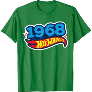image:imageHot Wheels UnisexAdults Kids Classic Vintage TShirt Black Short Sleeve Crew Neck TShirt Letter PrintKelly Green