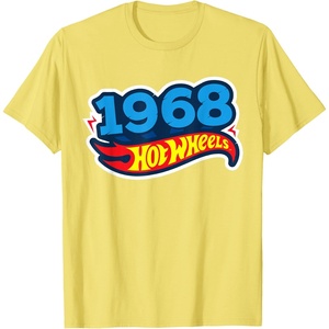 image:imageHot Wheels UnisexAdults Kids Classic Vintage TShirt Black Short Sleeve Crew Neck TShirt Letter PrintLemon Yellow