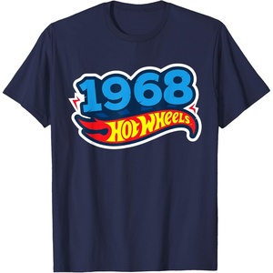image:imageHot Wheels UnisexAdults Kids Classic Vintage TShirt Black Short Sleeve Crew Neck TShirt Letter PrintNavy Blue