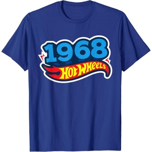 image:imageHot Wheels UnisexAdults Kids Classic Vintage TShirt Black Short Sleeve Crew Neck TShirt Letter PrintRoyal Blue