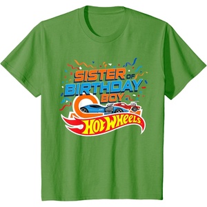 image:imageKids Hot Wheels Birthday Confetti Sister of Birthday Boy TShirtGrass Green