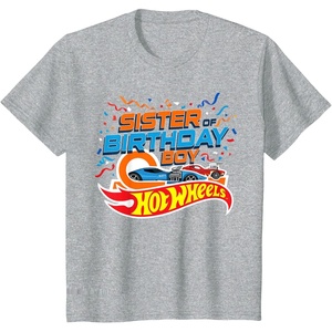 image:imageKids Hot Wheels Birthday Confetti Sister of Birthday Boy TShirtHeather Grey