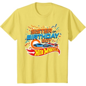 image:imageKids Hot Wheels Birthday Confetti Sister of Birthday Boy TShirtLemon Yellow